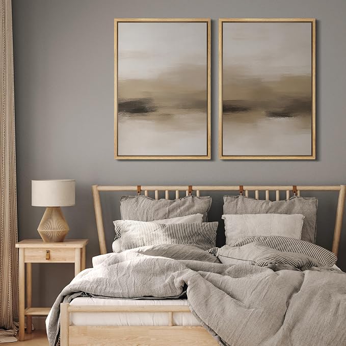 MUDECOR Framed Canvas Print Wall Art Abstract Neutral Beige Contemporary - Image 5