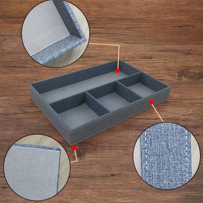 Desktop Storage Organizer, Bedside Table or Storage rack Leather Tray, Valet - Image 4