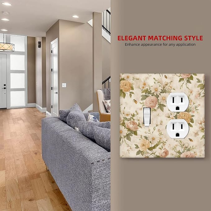 Wallplates Boho Vintage Roses Pink Red Yellow Bouquet Floral 1 Toggle 1 Duplex - Image 7