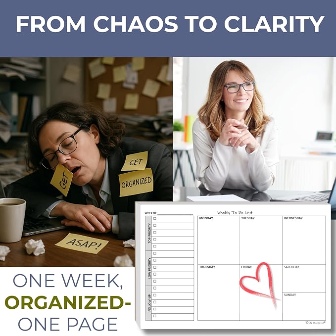 Weekly TO DO List Notepads Task Pad Planner w/Daily Checklist, Priority ToDo & - Field & Grace