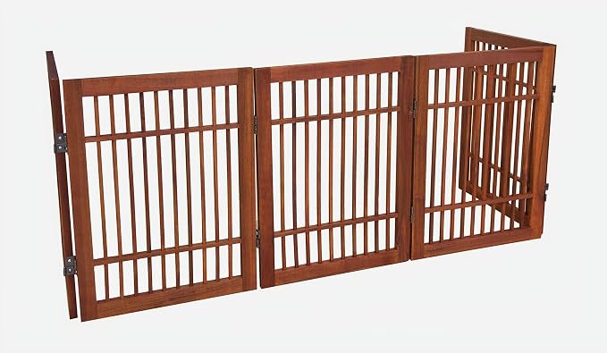 Pet Dog Gate Strong and Durable Freestanding Folding Acacia Hardwood Portable - Image 9