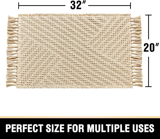 H.VERSAILTEX Waffle Bath Mat Super Absorbent Boho Bath Mat Non Slip Bath Rugs - Image 2