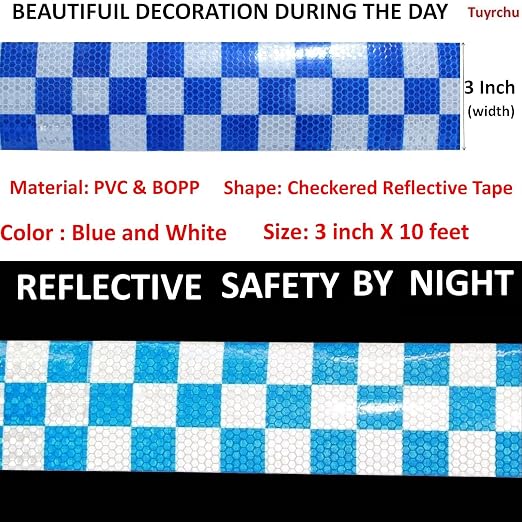 Blue and White Reflective Tape Outdoor Waterproof 3 inch X 10 feet, High - Image 3