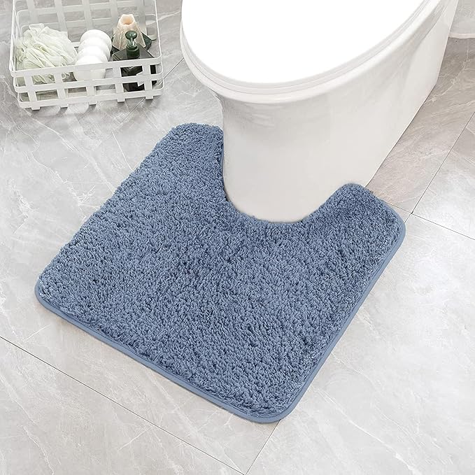 MIULEE Microfiber Toilet Bath Mat U-Shaped Contour Shaggy Bathroom Rugs Non by MIULEE
