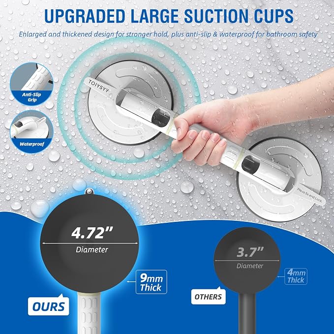 Grab Bars for Bathtubs & Showers 2 Pack, 265lbs Shower Grab Bars for Seniors - Image 4