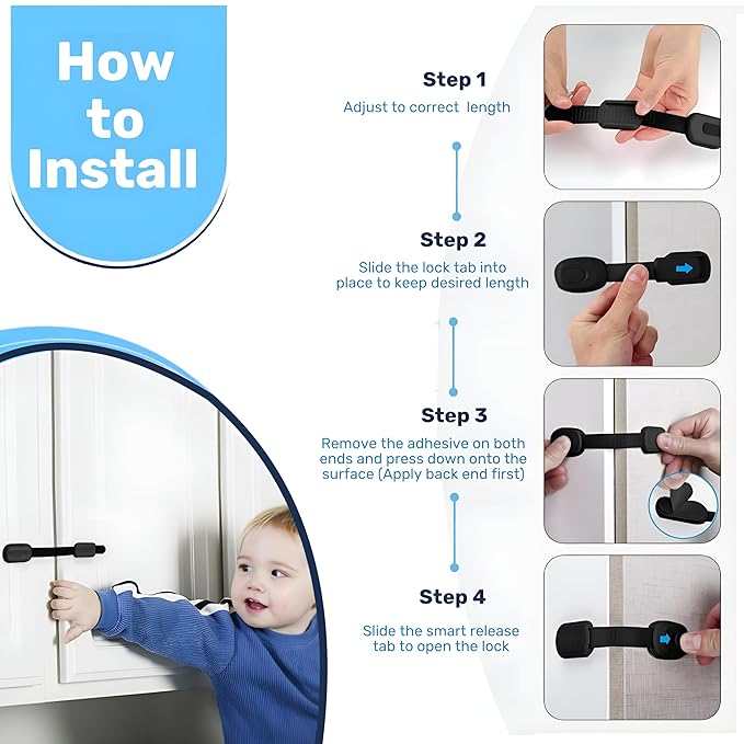 3M Adhesive Child Safety Strap Locks by Baby Proof Me, Baby Latches - Image 4