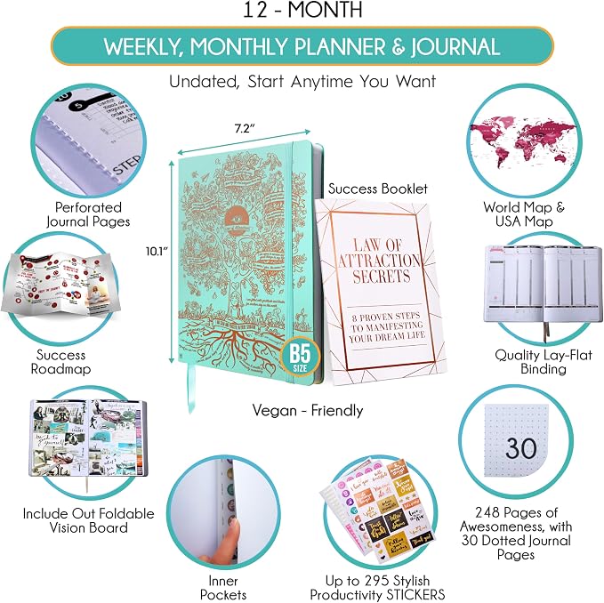 Law of Attraction Planner – Undated Hourly, Weekly & Monthly Goal Setting - Image 2