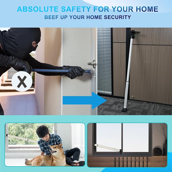 2025 Upgraded 2-in-1 Door Security Bar, Door Stoppers, Adjustable Heavy Duty - Image 7