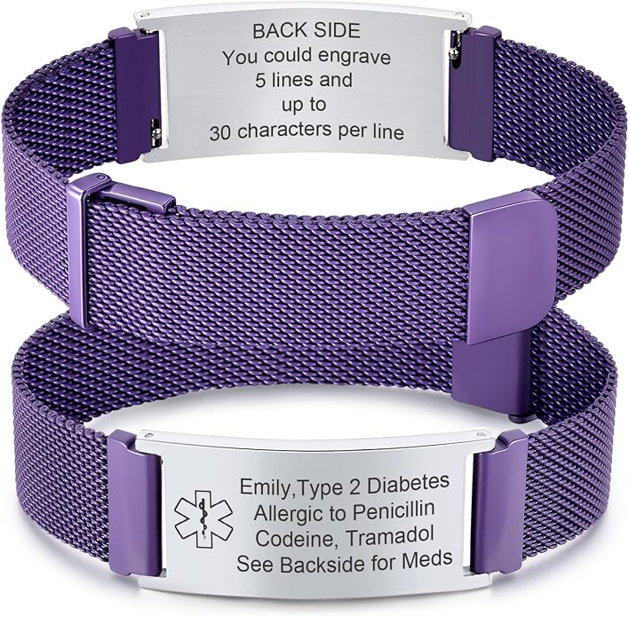 VNOX Medical Alert Id Bracelet for Men Women, Custom Engraving Adjustable by VNOXJEWELRY