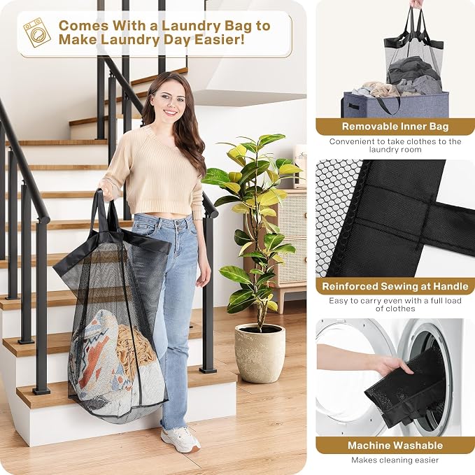SOLEDI Large Double Laundry Hamper - Field & Grace
