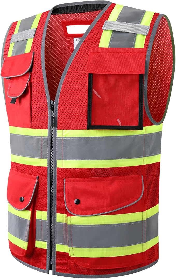 JKSafety 11 Pockets Hi-Vis Black Mesh Safety Vest by JKSafety