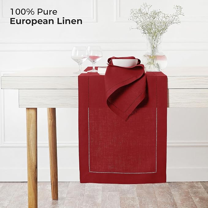 D'Moksha Homes Linen Red Table Runner 72 Inches Long - Image 2