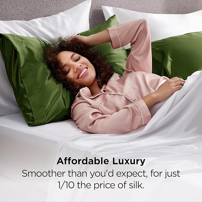 Bedsure Satin Pillowcase 2 Pack Similar to Silk Pillow Cases Standard Size - Image 5
