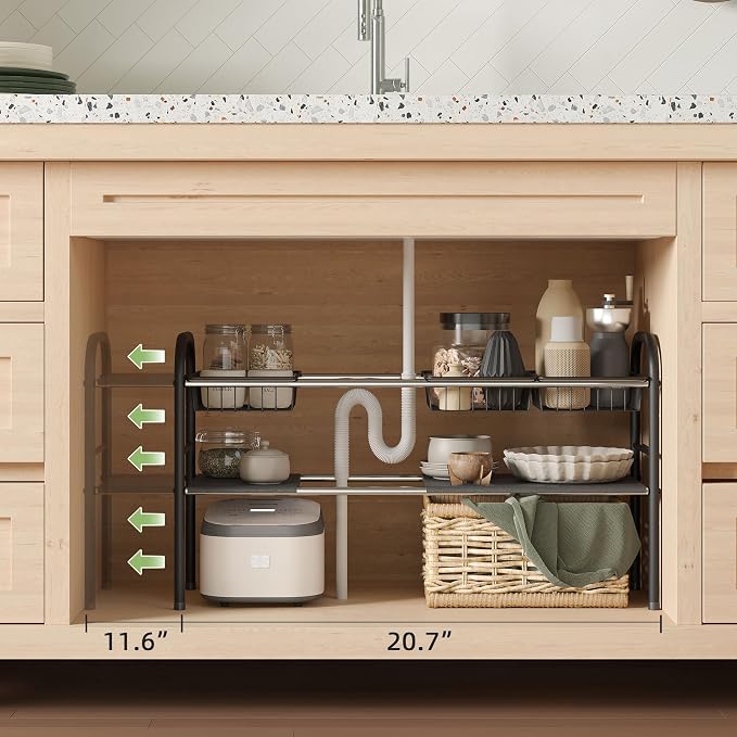 NETEL Under Sink Organizers and Storage, 2 Tier Expandable Under Cabinet - Image 3