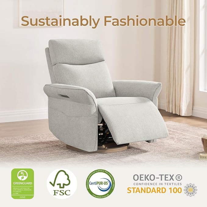 CHITA Power Recliner Chair, Electric Triple-Motor Swivel Glider Nursery Rocking - Image 5