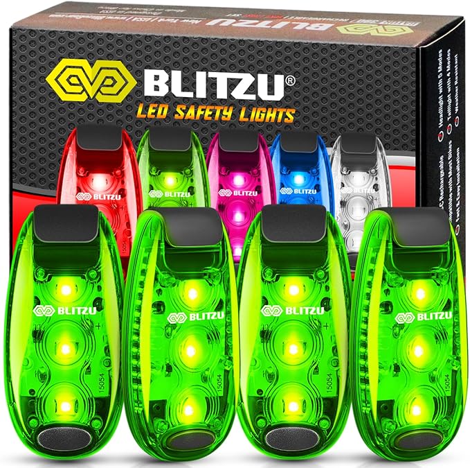 4 Pack LED Safety Light, Clip on Reflective Gear Lights by BLITZU