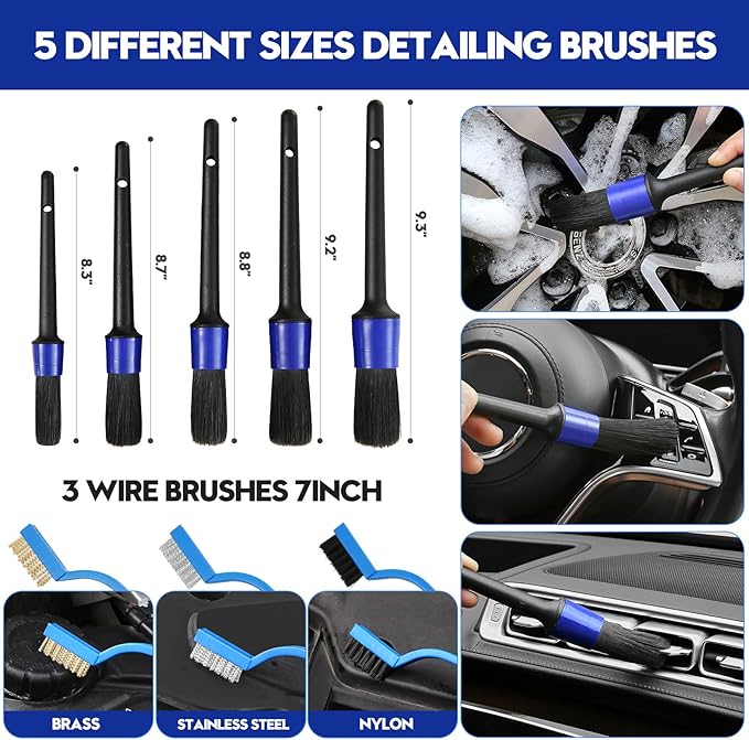 45Pcs Car Detailing Kit, Car Detailing Brush Set, Car Wash Cleaning Kit - Field & Grace