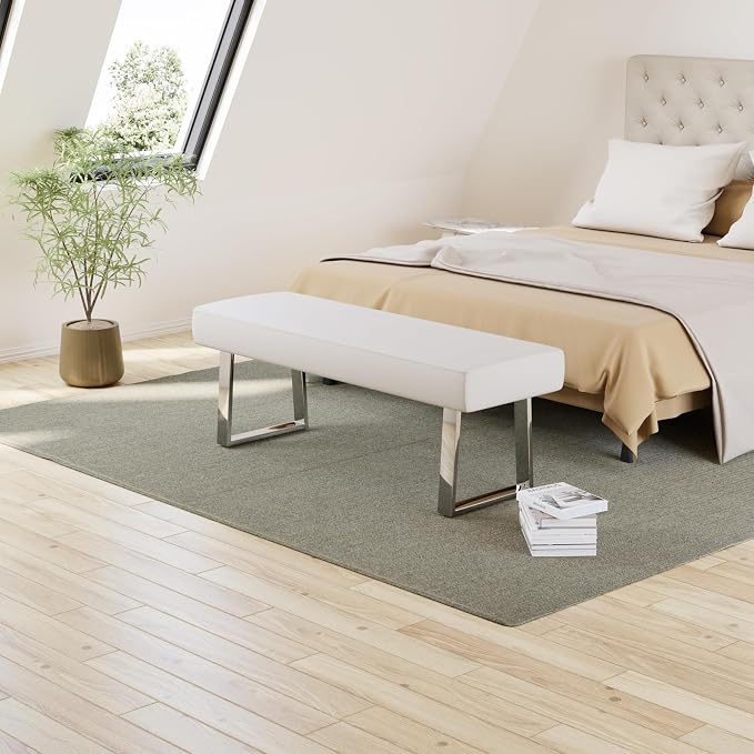 JIEXI Bedroom Bench, Bed end upholstered Bench, Indoor Corner Small Footstool - Image 5