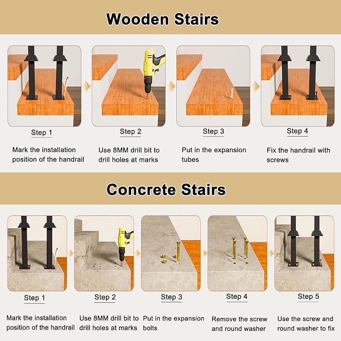 U-Shaped Stair Handrail, Porch Deck Loft Corridor Safety Non-Slip Support Poles - Image 7