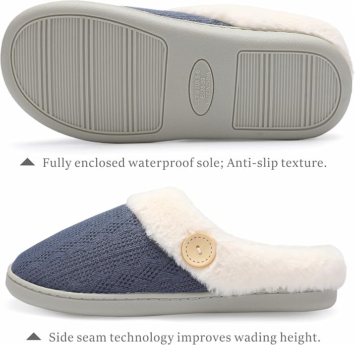 Chantomoo Womens Slipper Warm Comfy Memory Foam House Slippers Knitted Shoes - Image 2
