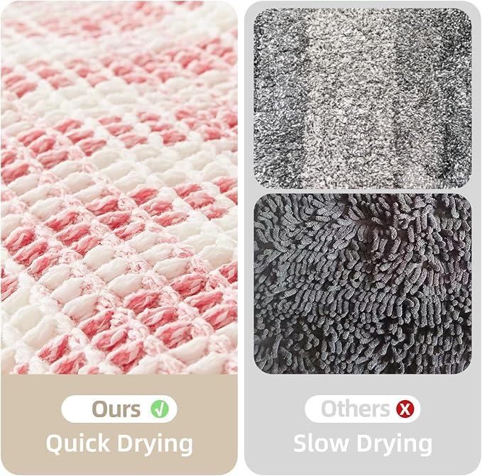 Waffle Bath Mat, Boho Bathroom Rugs Non Slip Washable Absorbent Checkered - Image 6