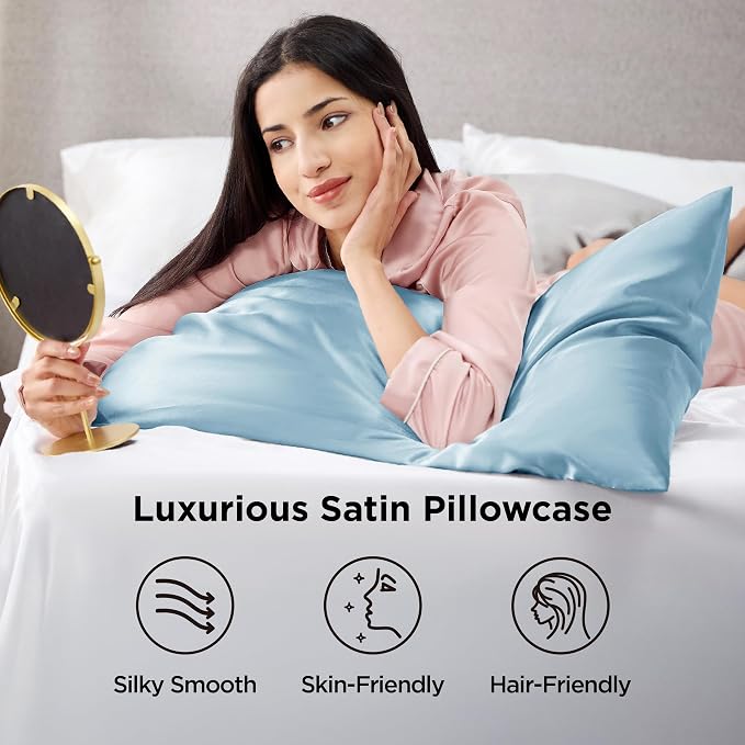 Bedsure Satin Pillowcases, Similar to Silk Pillow Cases Queen Size Set of 2 - Image 3