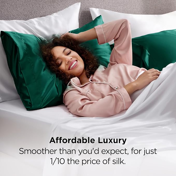 Bedsure Satin Pillowcases, Similar to Silk Pillow Cases Queen Size Set of 2 - Image 5