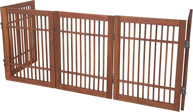 Pet Dog Gate Strong and Durable Freestanding Folding Acacia Hardwood Portable - Image 7