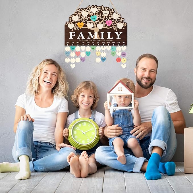 KAlRNE Family Tree Birthday Reminder Board, Family Sign Wooden Plaques - Image 5
