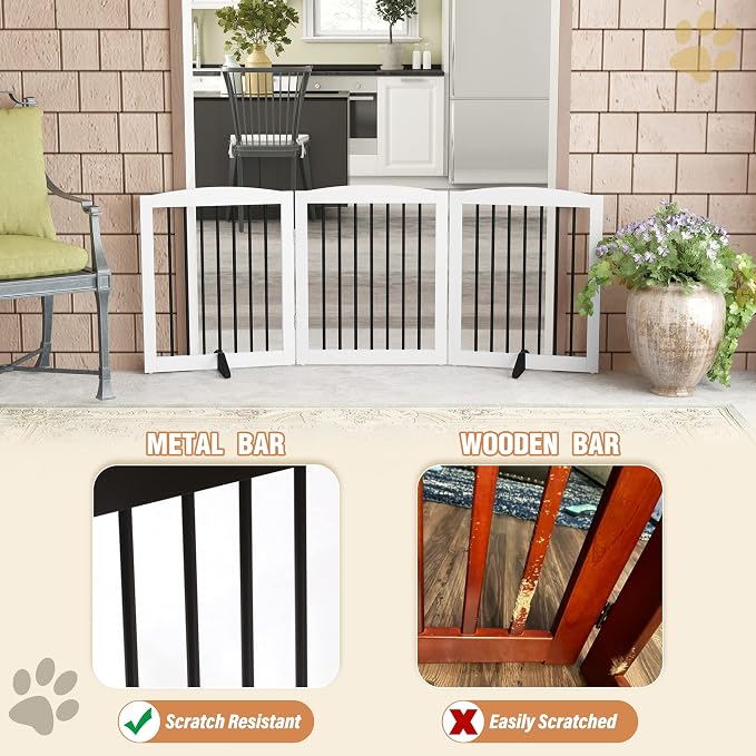 Freestanding Wooden Pet Gate for House, Foldable Indoor Dog Gate for Doorways - Image 6