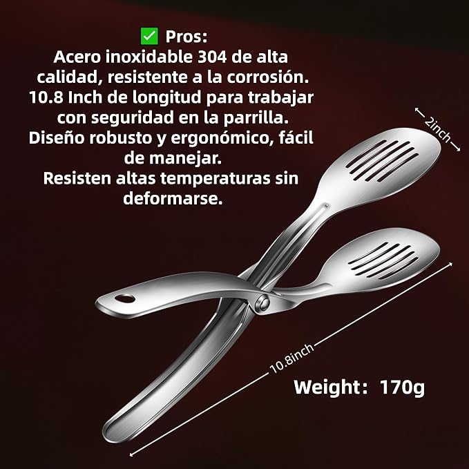 Kitchen Metal Tongs, Heat-Resistant 600°C Stainless Steel Cooking Tongs - Image 5