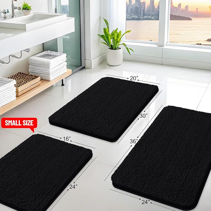 Arotive Bathroom Rugs 24x16, Extra Soft Absorbent Shaggy Chenille Bath Rugs - Image 2