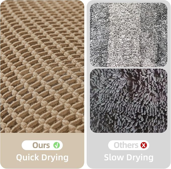 Waffle Bath Mat, Boho Bathroom Rugs Non Slip Washable Super Absorbent Quick Dry - Image 6