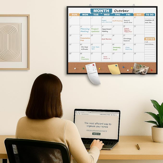 Monthly Calendar Dry Erase Board 24x18 Inch, Double-Sided Whiteboard and - Image 7