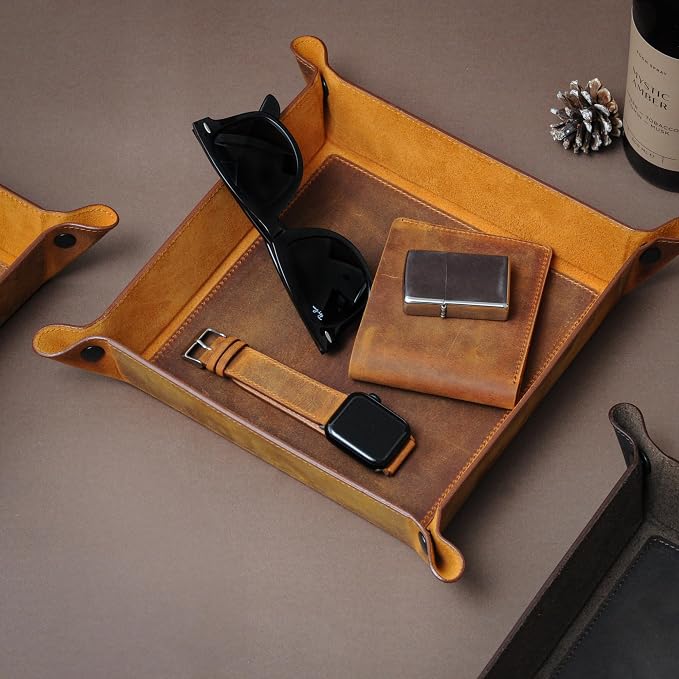 Handmade Leather Catch All Tray and Organizer - Image 2