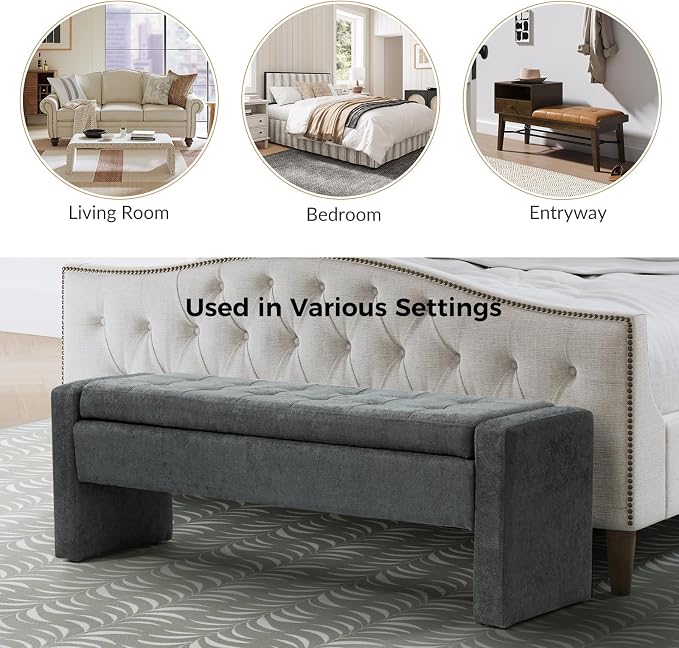 55" Modern Upholstered Storage Bench - Image 7
