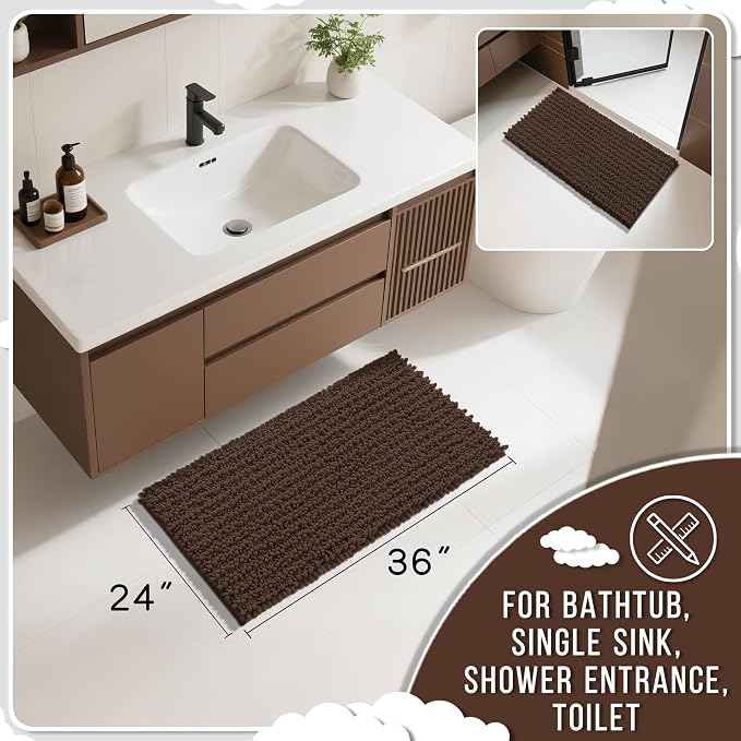 Yimobra Large Bathroom Rugs Non Slip Washable 36x24 Inch