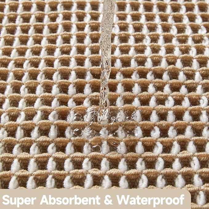 Waffle Bath Mat, Boho Bathroom Rugs Non Slip Washable Super Absorbent Quick Dry - Image 7