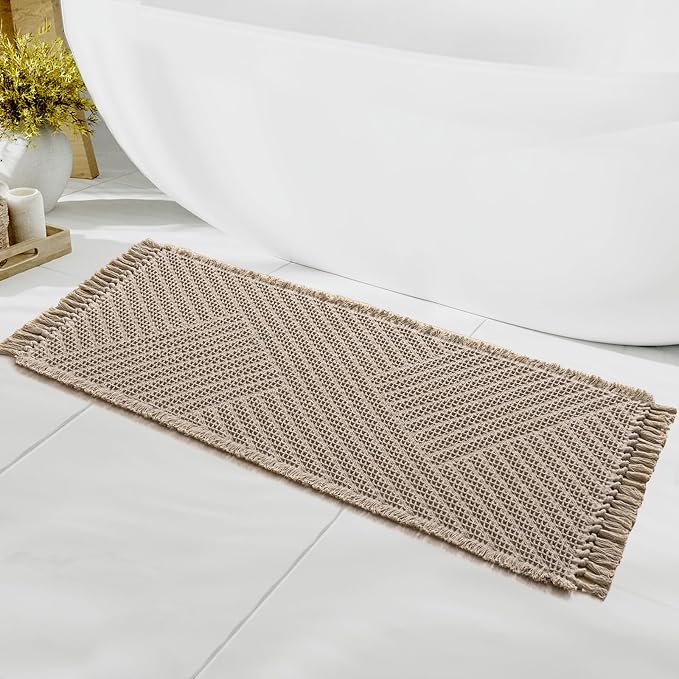 H.VERSAILTEX Waffle Bath Runner Rug Long Bath Mat Super Absorbent Boho Bath by HVERSAILTEX
