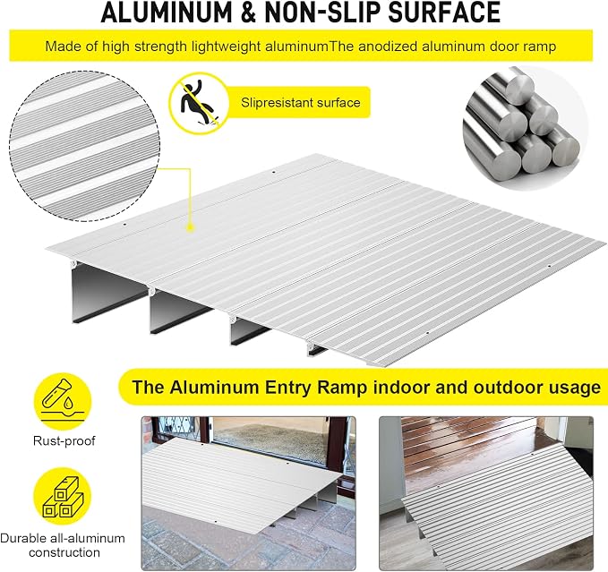 Door Threshold Ramp 4" Rise Door Ramp Aluminum Entry Ramp or Doorways Rated 800 - Image 3