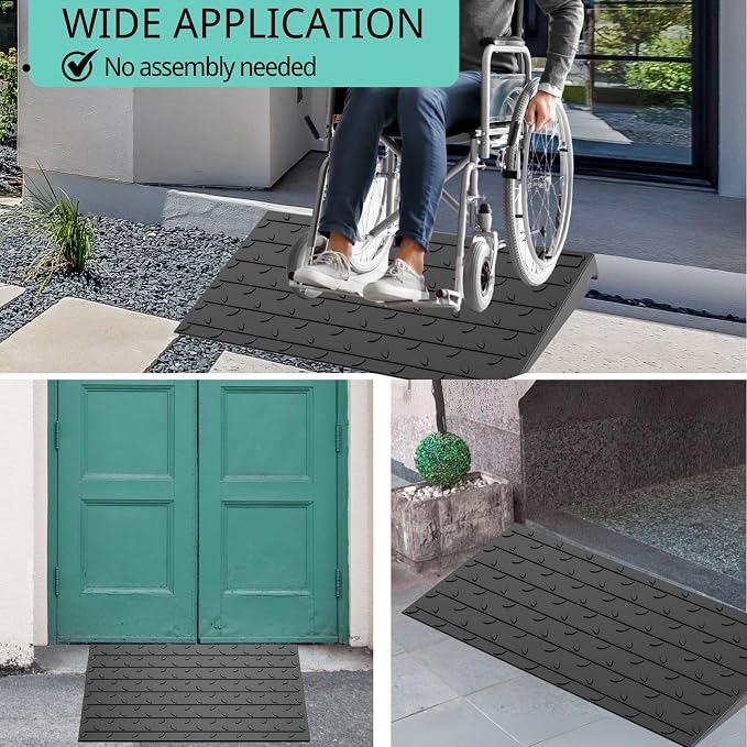 BESEA 3.5" inch Threshold Ramp Rubber Wheelchair Ramp, No-Slip Surface 3500 Lbs - Image 3