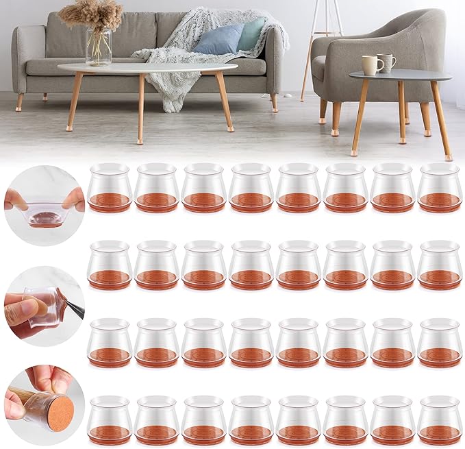 32PCS Upgraded Silicone Chair Leg Floor Protectors by Violibar