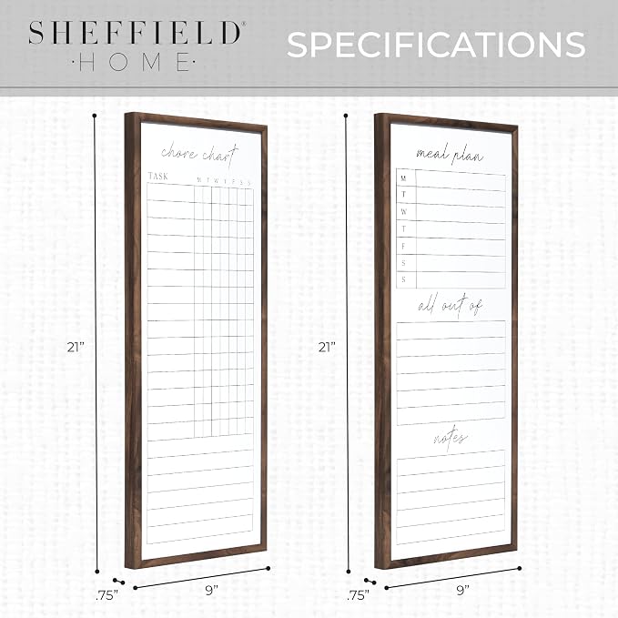 Sheffield Home Set of Two Family Planner Dry Erase Boards Featuring, Chore Chart - Field & Grace