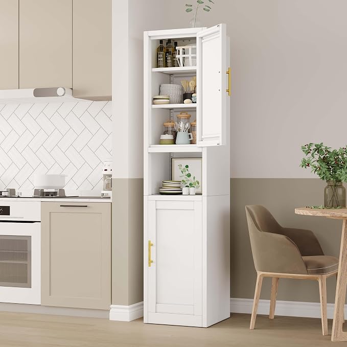 67" Tall Narrow Storage Cabinet Metal Bathroom Cabinet - Image 7