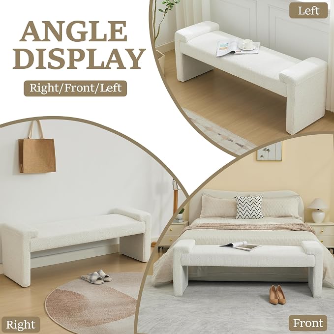58.7" End of Bed Bench Upholstered Modern Bedroom Bench - Image 7