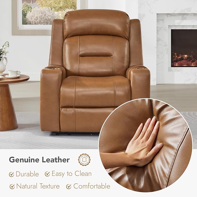 Watson & Whitely Genuine Leather Power Recliner Chairs - Image 5