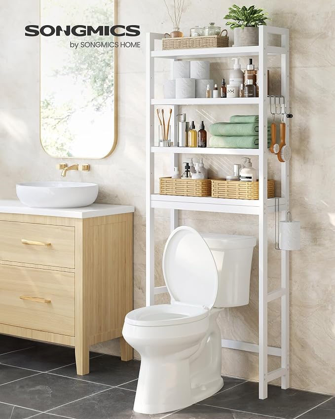 SONGMICS Over The Toilet Storage, 4-Tier Over Toilet Bathroom Organizer - Image 2