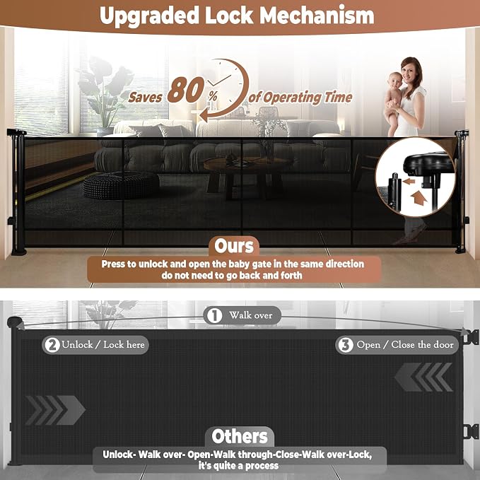 200.1" Retractable Baby Gate Extra Wide, Mesh Gate Long Child Gate Pet Gate - Image 5