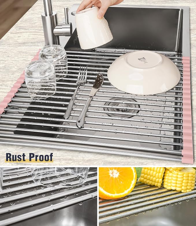 Tomorotec 21" x 15.5" Roll Up Dish Drying Rack Over Sink Drying Rack Sink Cover - Field & Grace