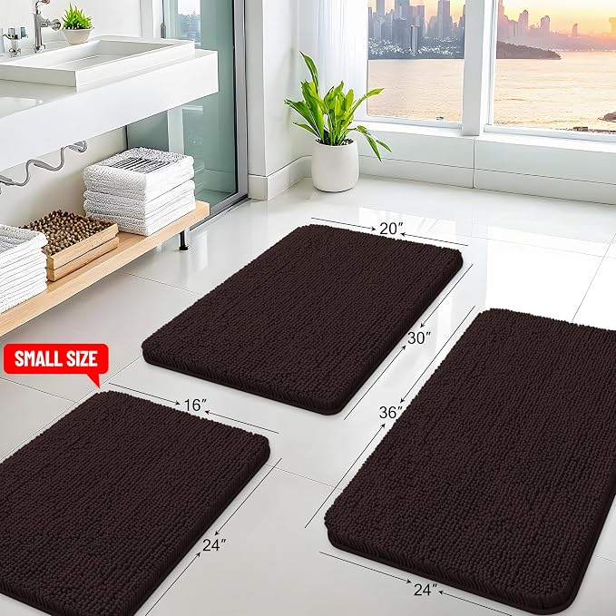 Arotive Bathroom Rugs 47x24, Extra Soft Absorbent Shaggy Chenille Bath Rugs - Image 2